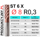 Frez trochoidalny fi 8 R0,3 ST 6 X